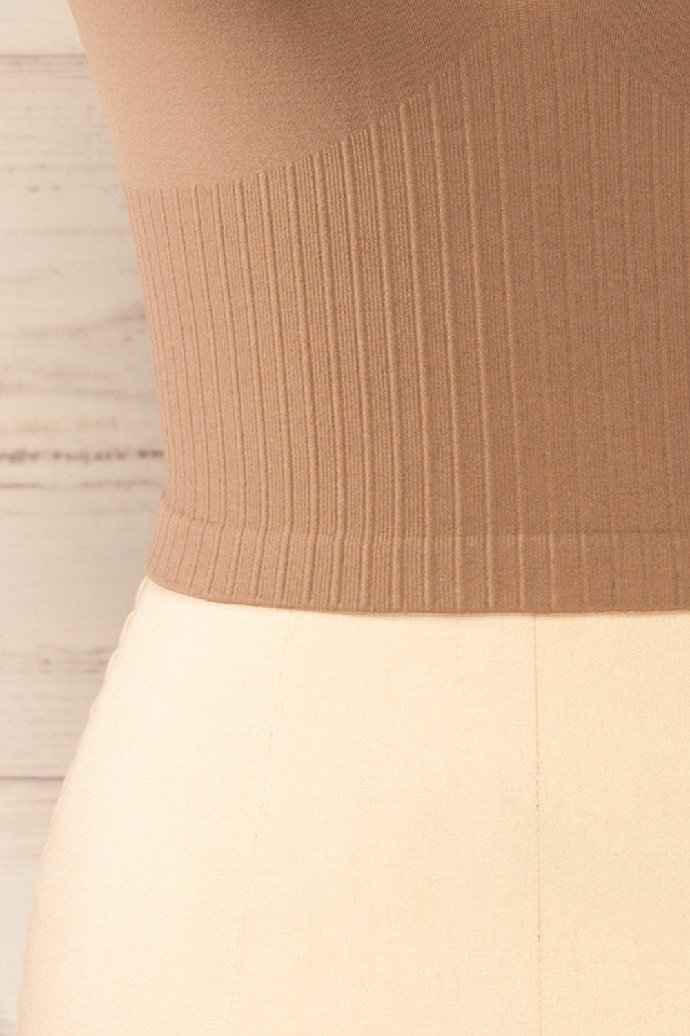 Hagen Mocha Beige V-Neck Cropped Cami | La petite garçonne bottom 