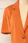 Haidari Rust Button-Up Crop Top | La petite garçonne front close-up