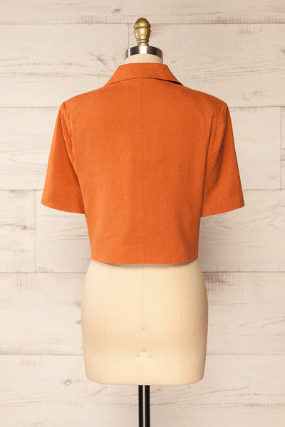 Haidari Rust Button-Up Crop Top | La petite garçonne back view