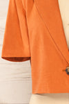 Haidari Rust Button-Up Crop Top | La petite garçonne sleeve