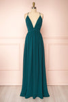 Haley Emerald Deep V-Neck Chiffon Maxi Dress | Boutique 1861 front view