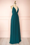 Haley Emerald Deep V-Neck Chiffon Maxi Dress | Boutique 1861 side view