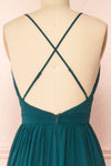 Haley Emerald Deep V-Neck Chiffon Maxi Dress | Boutique 1861 back close-up