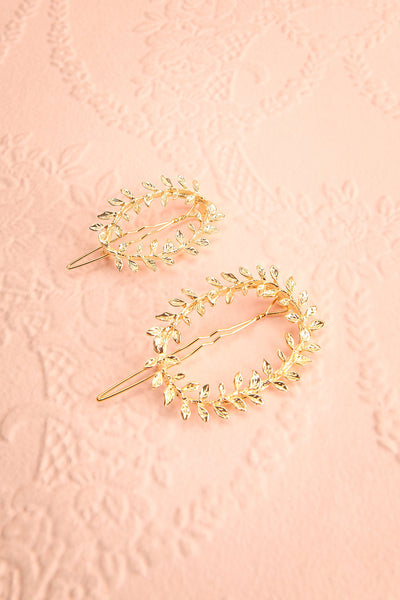 Hambourg Set of 2 Gold Leafy Wreath Hair Clips | Boutique 1861