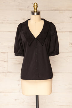 Haneul Black Buttoned Chelsea Collar Blouse | La petite garçonne