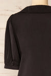 Haneul Black Puffy Sleeves Buttoned Blouse | La petite garçonne back close-up