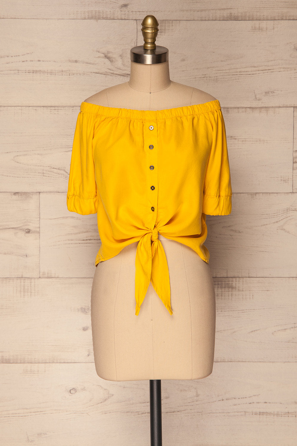 Hankate Sun Off-Shouler Yellow Crop Top | La Petite Garçonne