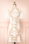 Hansa Short White Mesh Dress w/ Floral Embroidery | Boutique 1861 back view