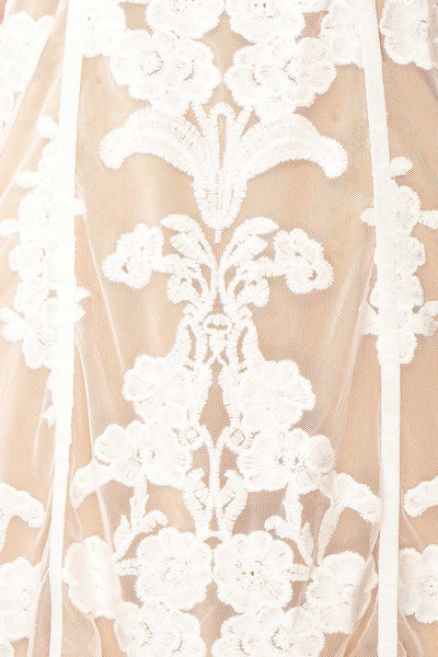 Hansa Short White Mesh Dress w/ Floral Embroidery | Boutique 1861