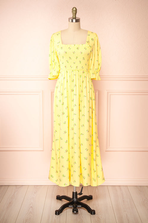 Hapi Yellow Floral Midi Dress | Boutique 1861