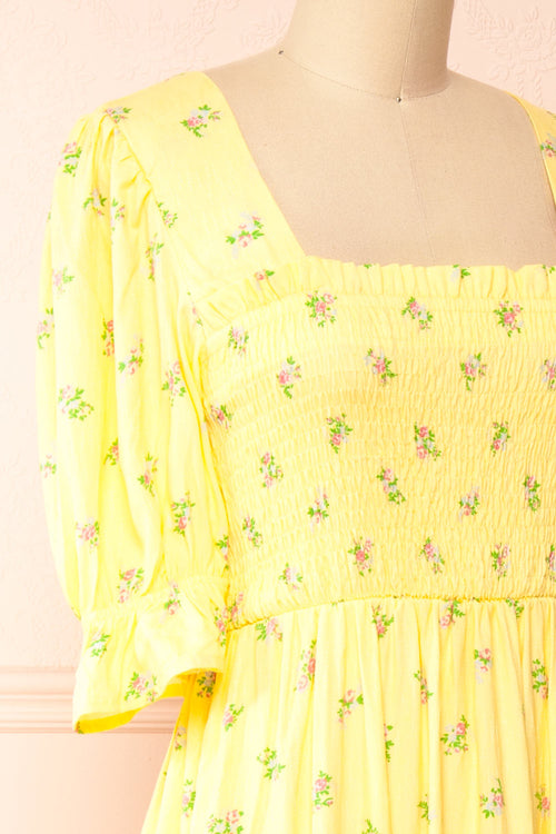 Hapi Yellow Floral Midi Dress | Boutique 1861