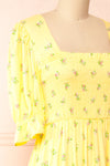 Hapi Yellow Floral Midi Dress | Boutique 1861 side close-up