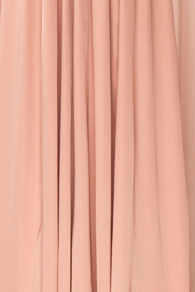 Harini Blush Pink Silky Gown with Plunging Neckline | FABRIC DETAIL | Boutique 1861
