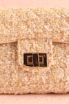 Harmonia Beige Small Clutch Bag w/ Chain Strap | Boutique 1861 front close-up