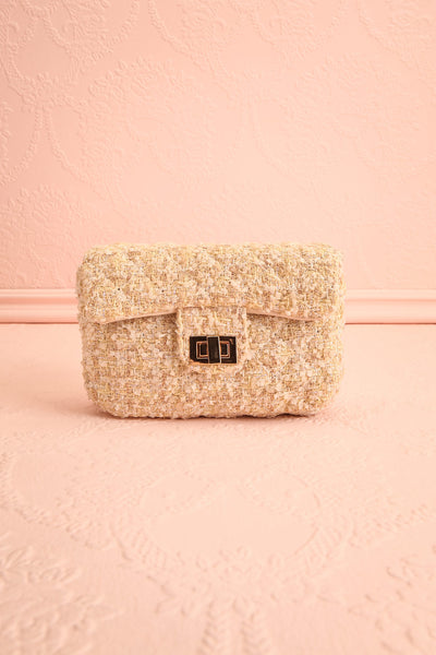 Harmonia Beige Small Clutch Bag w/ Chain Strap | Boutique 1861 front view