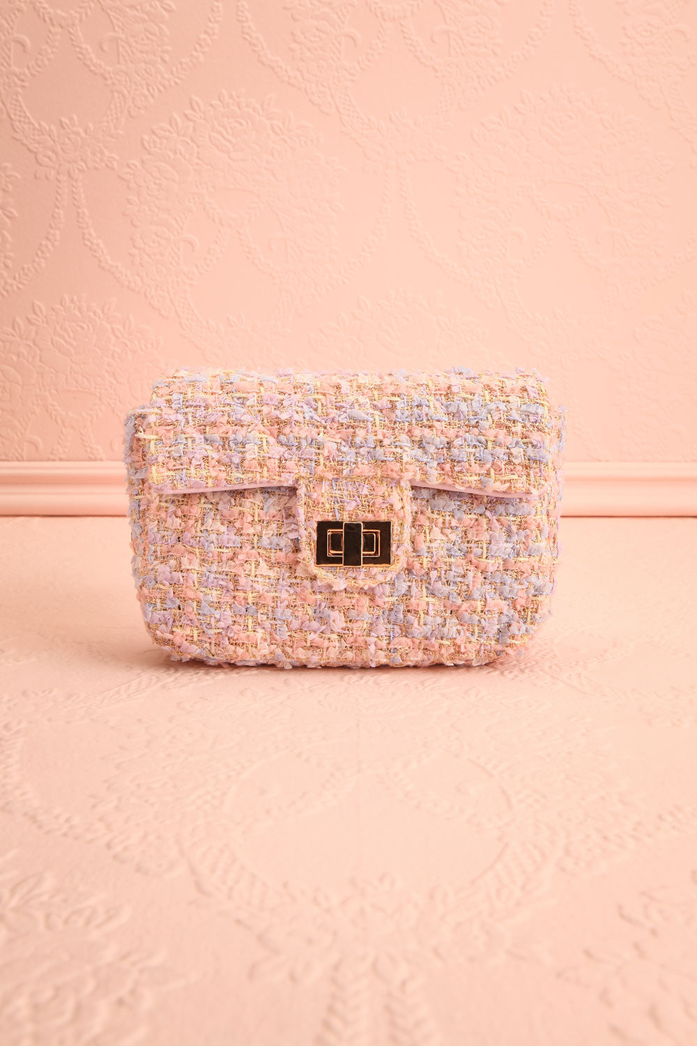 Harmonia Pink Small Clutch Bag w/ Chain Strap | Boutique 1861 front view