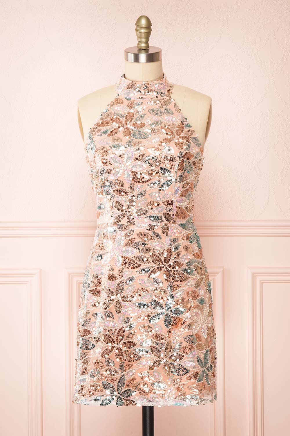 Harryem Sequin Halter Short Dress | Boutique 1861 front view