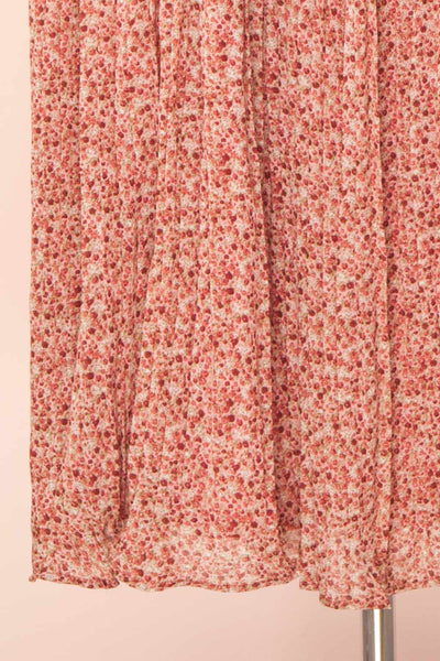 Hateya Short Sleeve Floral Midi Dress w/ Pleated Skirt | Boutique 1861 bottom