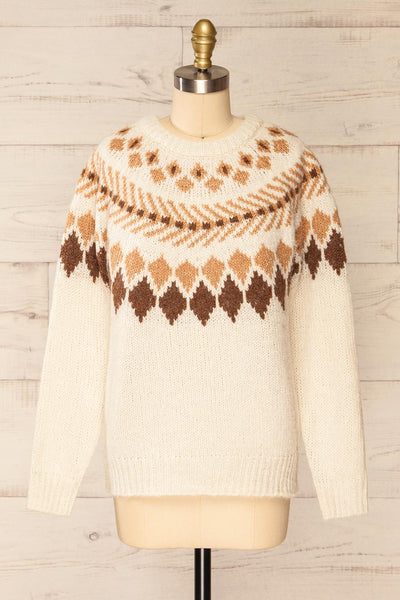 Hatmehyt Jacquard Patterned Knit Sweater | La petite garçonne front view