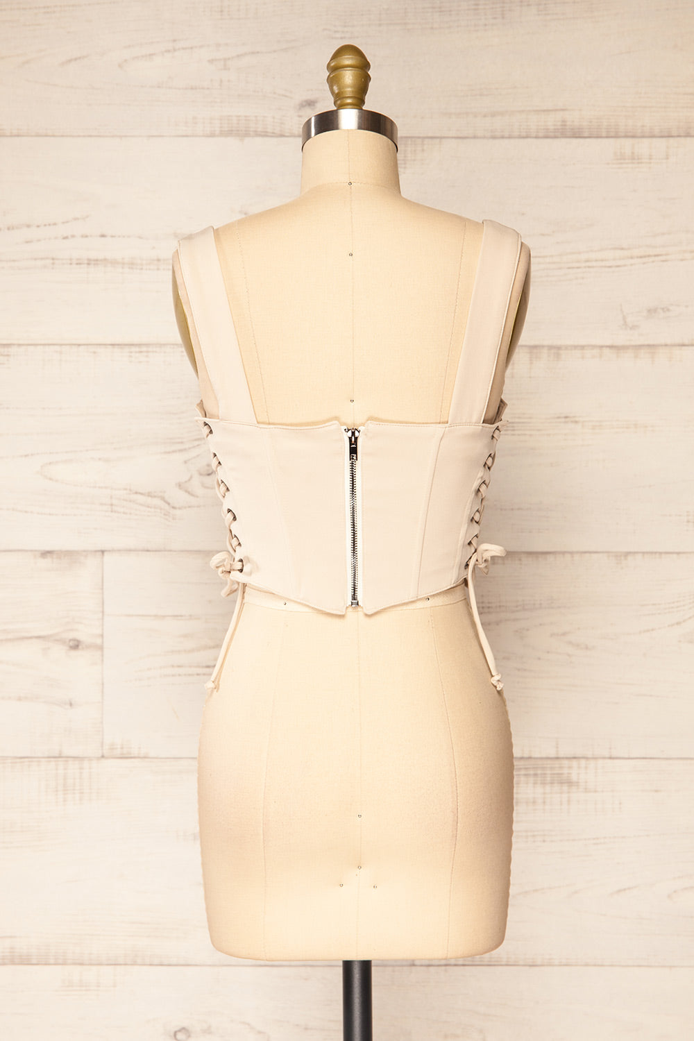 Hausen Beige Lace-Up Corset Top | La petite garçonne back view