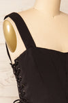 Hausen Black Lace-Up Corset Top | La petite garçonne side close-up