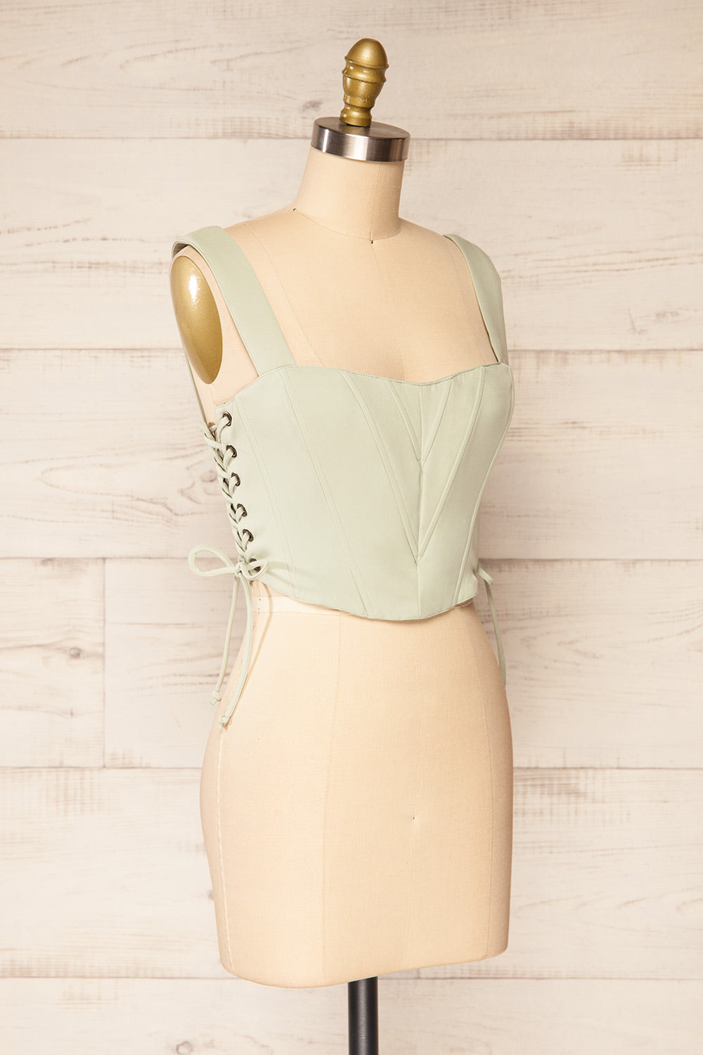 Hausen Sage Lace-Up Corset Top | La petite garçonne side view