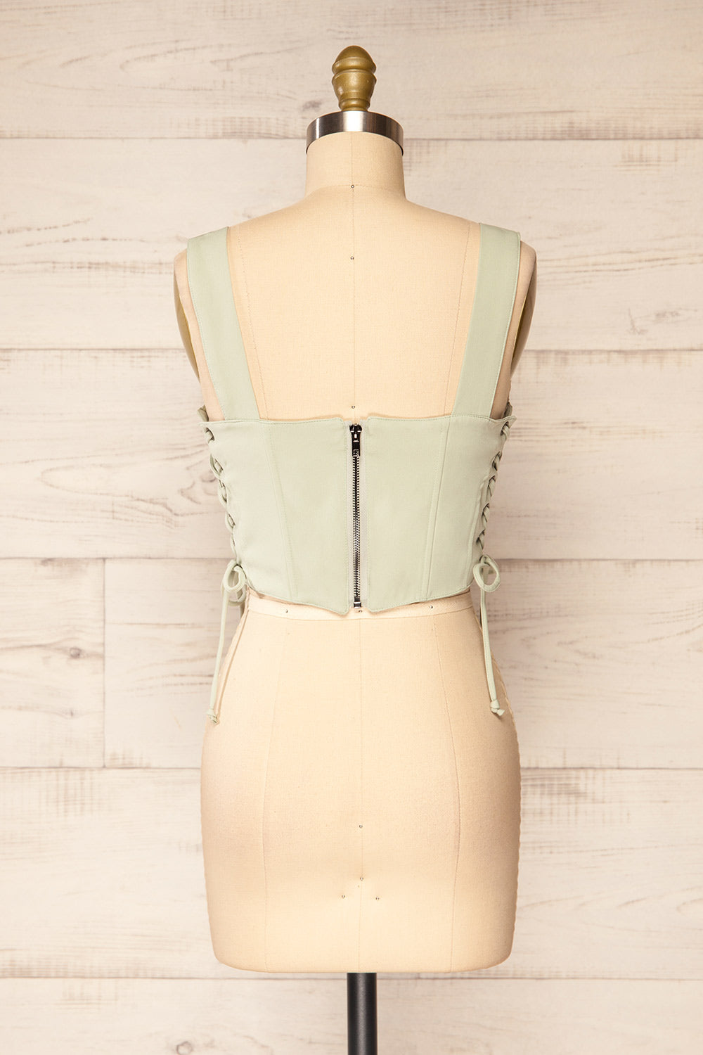 Hausen Sage Lace-Up Corset Top | La petite garçonne back view