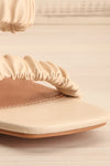 Havaa Beige Square Toe Heeled Sandals | La petite garçonne front close-up