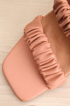 Havaa Pink Square Toe Heeled Sandals | La petite garçonne flat close-up