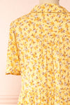 Hayal Yellow Buttoned Floral Midi Shirt Dress | Boutique 1861 back close-up