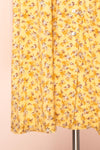 Hayal Yellow Buttoned Floral Midi Shirt Dress | Boutique 1861  bottom
