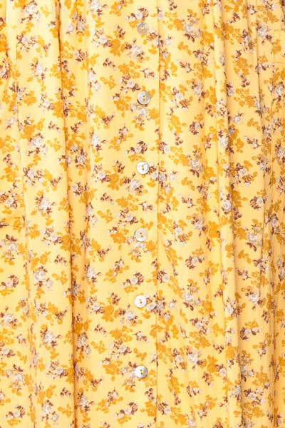 Hayal Yellow Buttoned Floral Midi Shirt Dress | Boutique 1861  fabric
