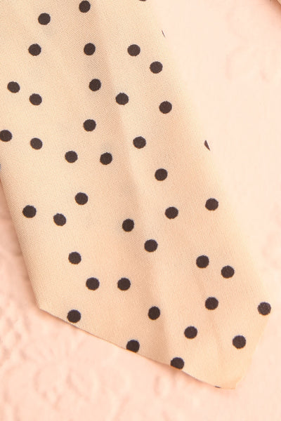 Heather Beige Polka Dots Hair Scrunchie | Boutique 1861 details
