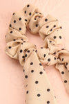 Heather Beige Polka Dots Hair Scrunchie | Boutique 1861 close-up