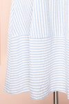 Heidi Blue Striped Midi Dress w/ Square Neckline | Boutique 1861 bottom close-up