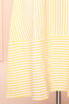 Heidi Yellow Striped Midi Dress w/ Square Neckline | Boutique 1861 bottom close-up