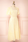 Heidi Yellow Striped Midi Dress w/ Square Neckline | Boutique 1861 side view
