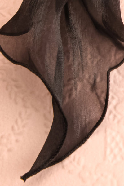 Heinola Noir Black Organza Hair Scrunchie with Bow fabric detail | Boutique 1861