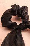 Heinola Noir Black Organza Hair Scrunchie with Bow close-up | Boutique 1861