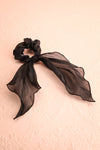 Heinola Noir Black Organza Hair Scrunchie with Bow | Boutique 1861