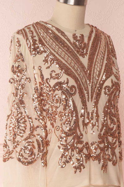 Hekinan Rose Gold Sequined Mesh Top | Boudoir 1861 3