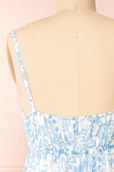 Helga Blue Floral Maxi Dress | Boutique 1861 back close-up