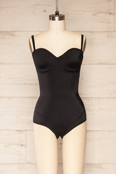 Helia Black Shaping Bodysuit w/ Adjustable Straps | La petite garçonne front view