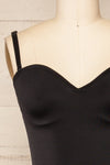 Helia Black Shaping Bodysuit w/ Adjustable Straps | La petite garçonne front close-up