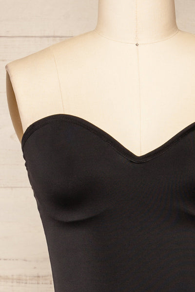 Helia Black Shaping Bodysuit w/ Adjustable Straps | La petite garçonne no straps close-up
