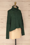 Hellen Forest Green Cropped Knit Sweater | La petite garçonne side view