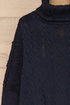 Hellen Navy Blue Cropped Knit Sweater | La petite garçonne font close-up