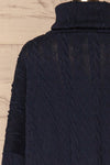 Hellen Navy Blue Cropped Knit Sweater | La petite garçonne back close-up