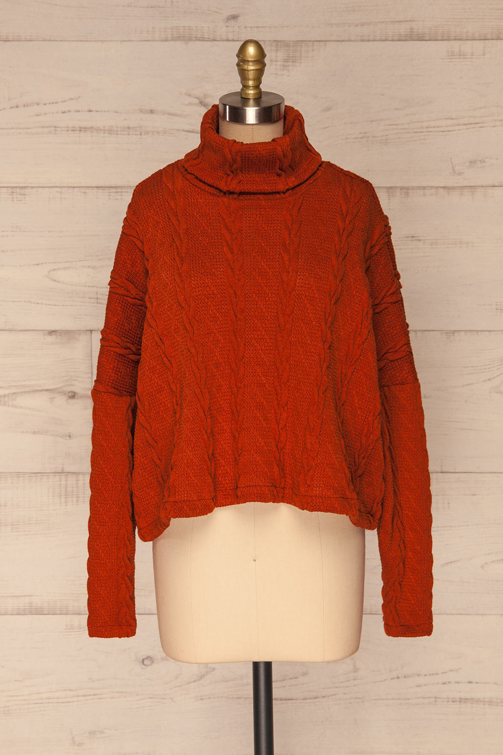 Hellen Cream Cropped Knit Sweater | La petite garçonne front view 