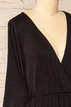 Hemili Black Wrap Neckline Short Dress | La petite garçonne side close-up
